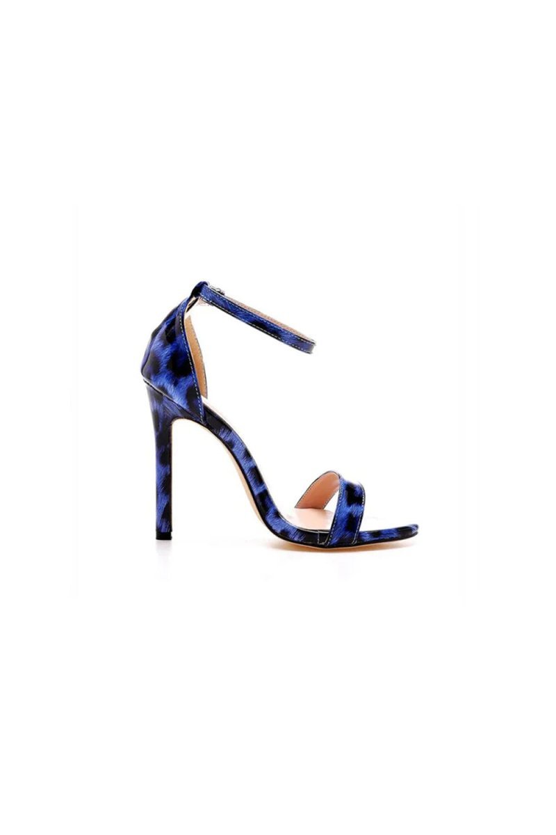 Open Toe Leopard Print Ankle Strap Stiletto High Heels