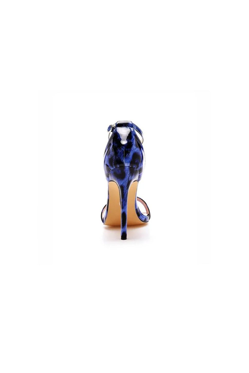 Open Toe Leopard Print Ankle Strap Stiletto High Heels