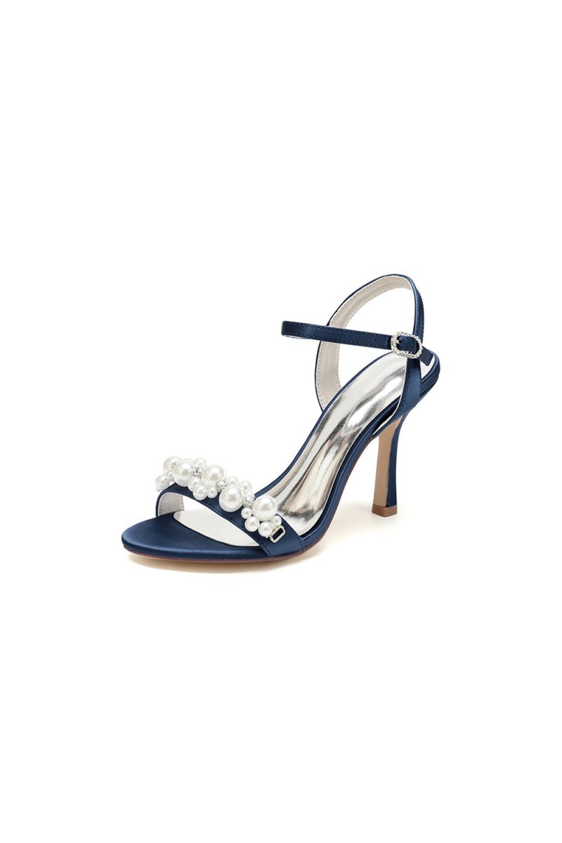 Open Toe Pearl Stiletto Heels - BOLODOO