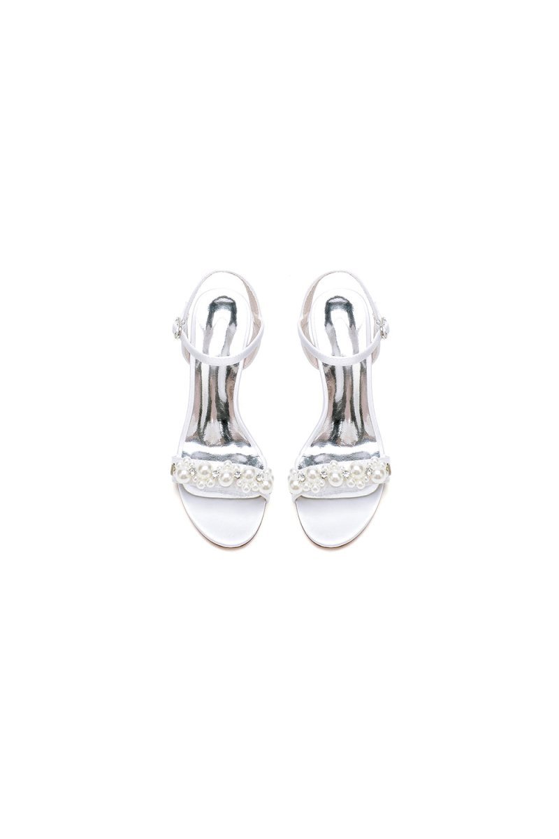 Open Toe Pearl Stiletto Heels