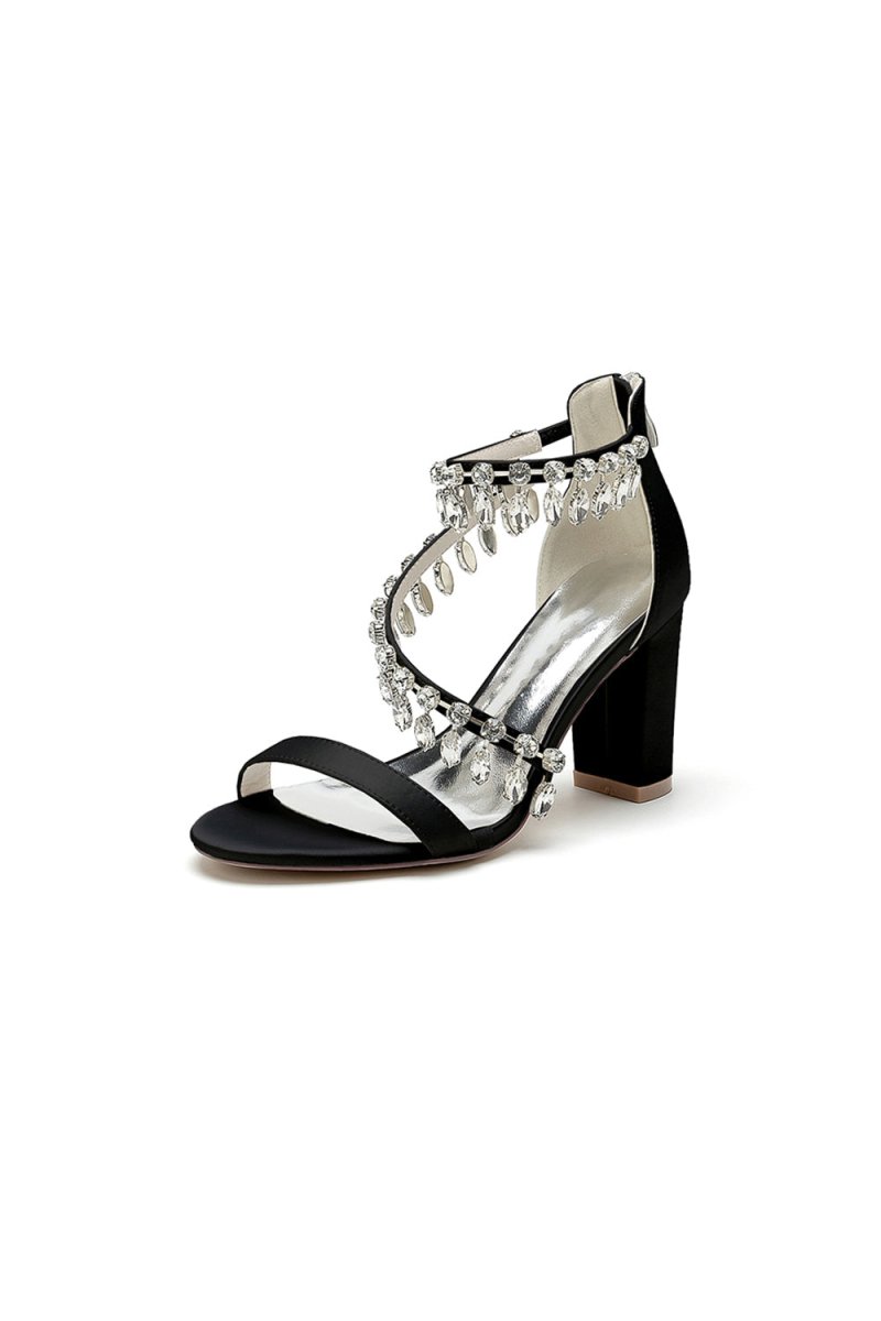 Open Toe Slingback Strap Tassel High Heels - BOLODOO