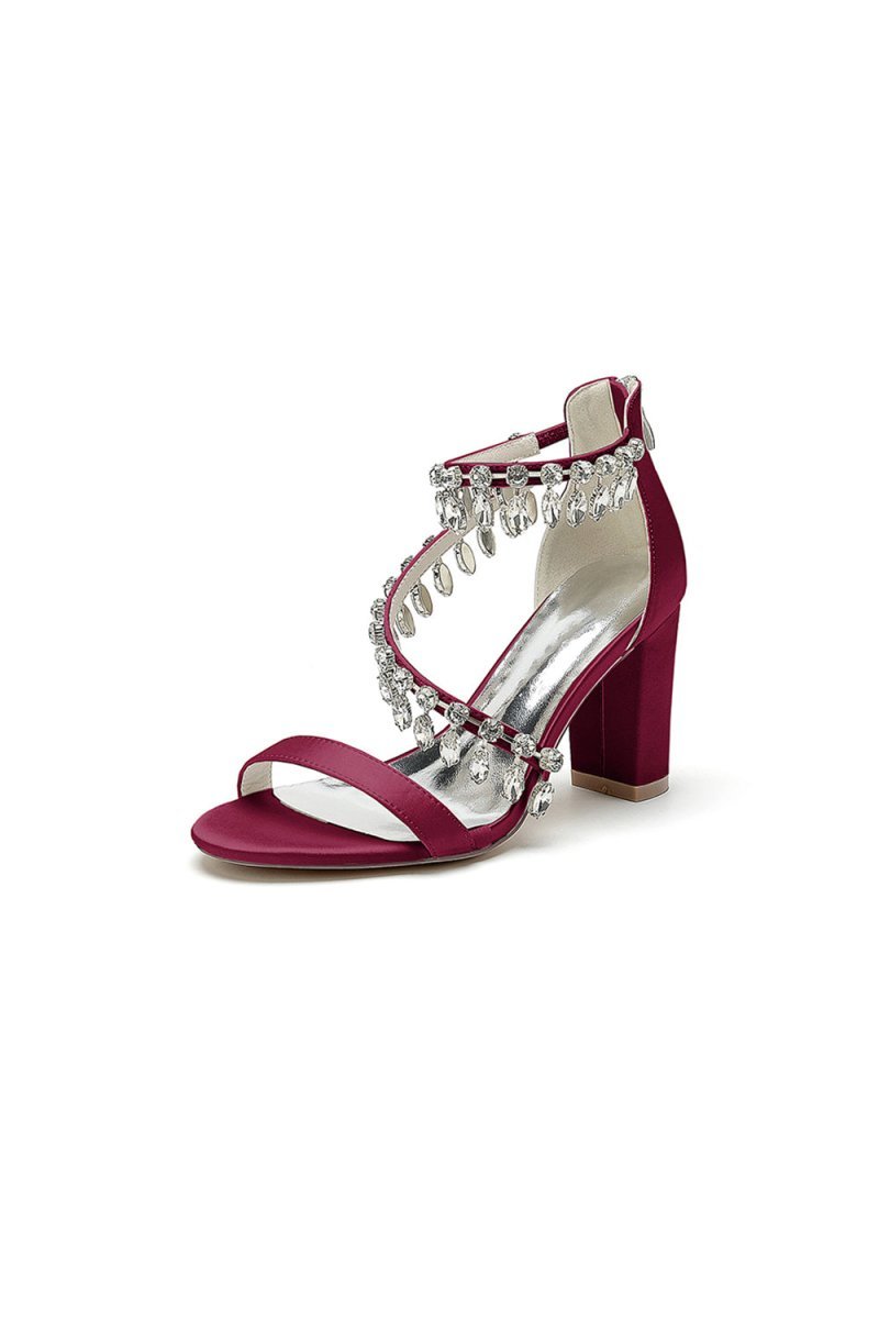 Open Toe Slingback Strap Tassel High Heels - BOLODOO