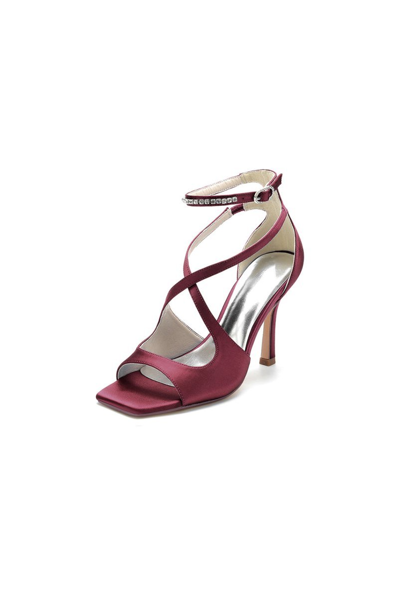 Open Toe Wedding Shoes with Straps - BOLODOO