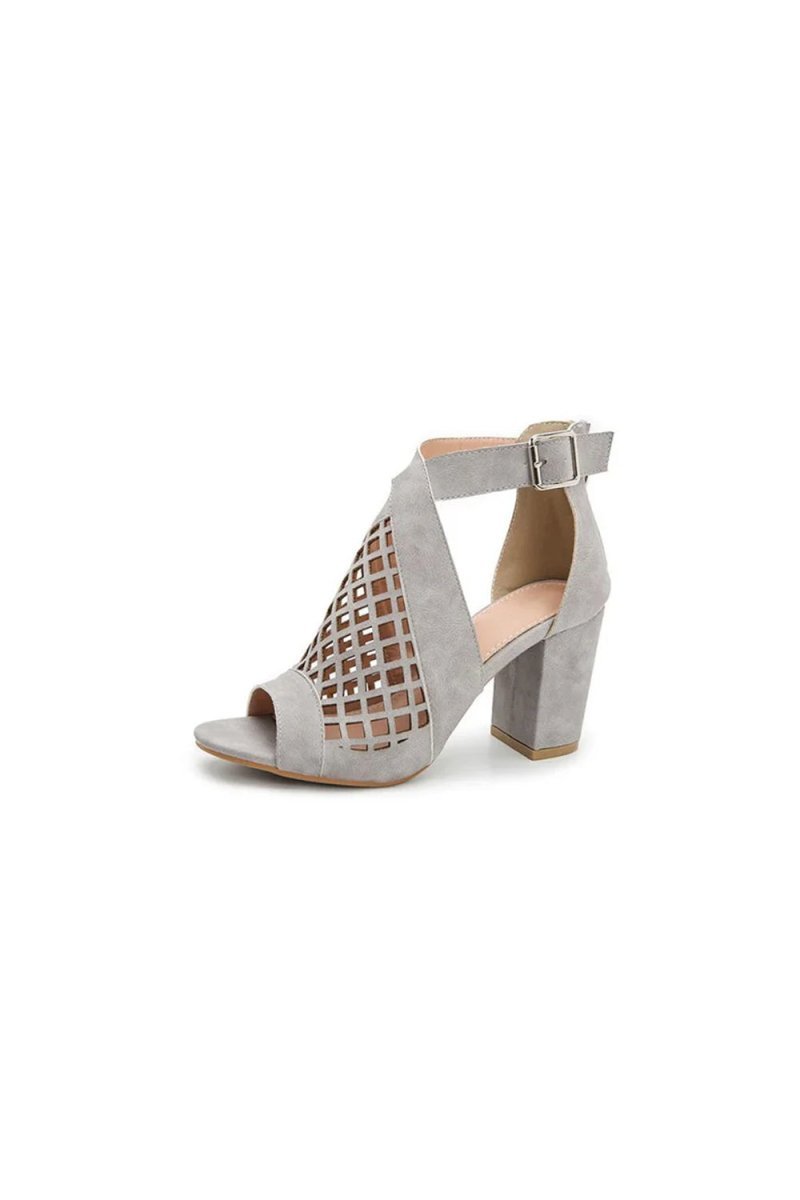 Outdoor Peep Toe Chunky Heel Fashion Shoes With Hollow - out - BOLODOO