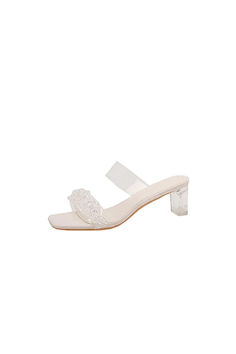 Outdoor Peep Toe Sandals Chunky Heel Fashion Shoes With Beaded - BOLODOO