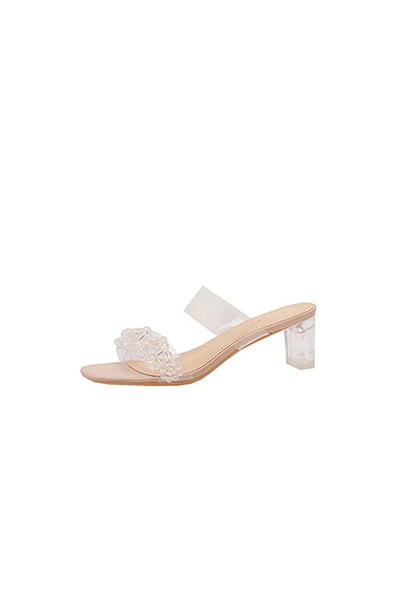 Outdoor Peep Toe Sandals Chunky Heel Fashion Shoes With Beaded - BOLODOO