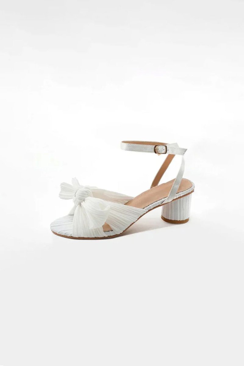 Outdoor Satin Peep Toe Chunky Heel Shoes With Buckle Bowknot