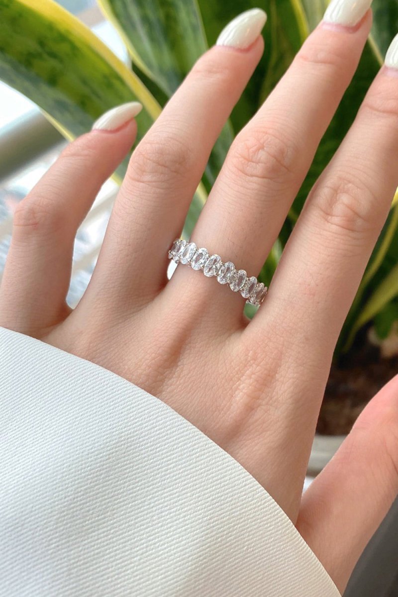 Oval Zircons Sterling Silver 18K Gold Plated Infinity Ring