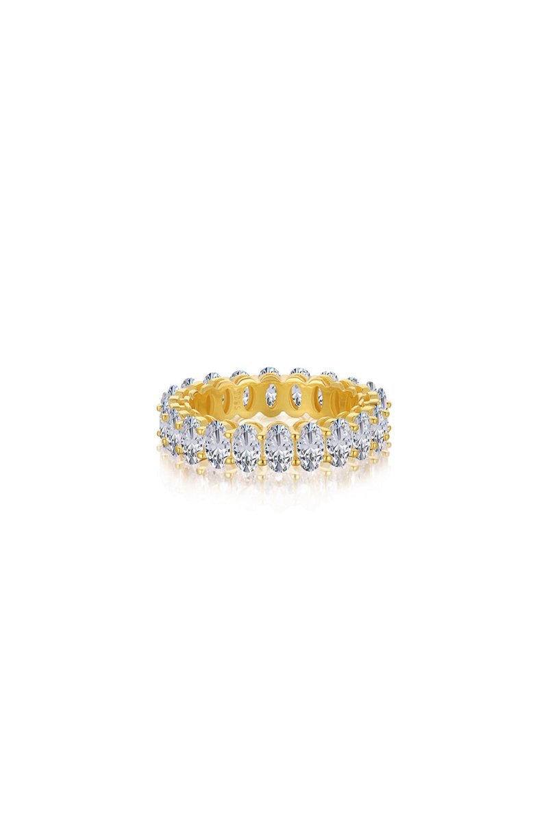 Oval Zircons Sterling Silver 18K Gold Plated Infinity Ring - BOLODOO
