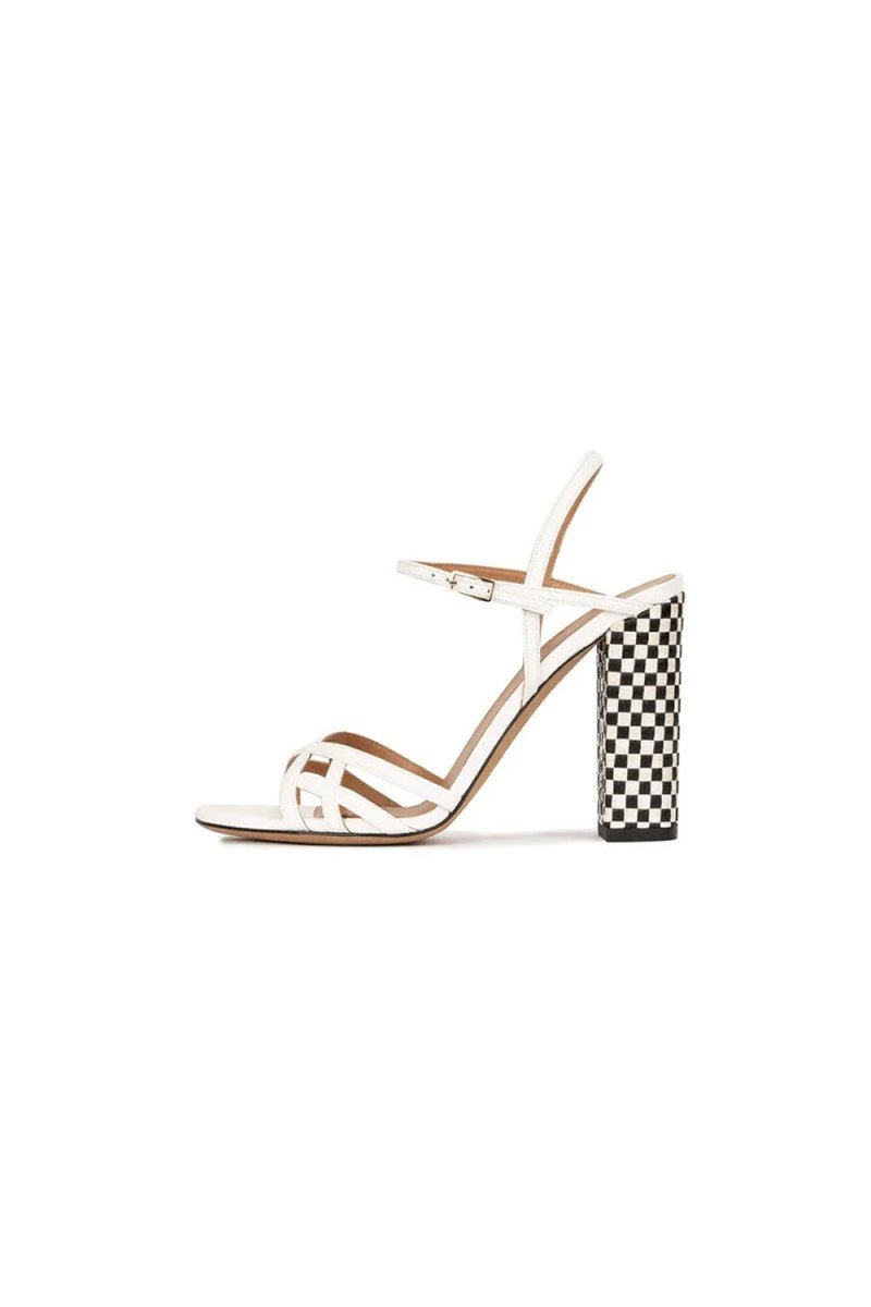 Party Peep Toe Chunky Heel Evening Shoes With Buckle Ankle Strap - BOLODOO