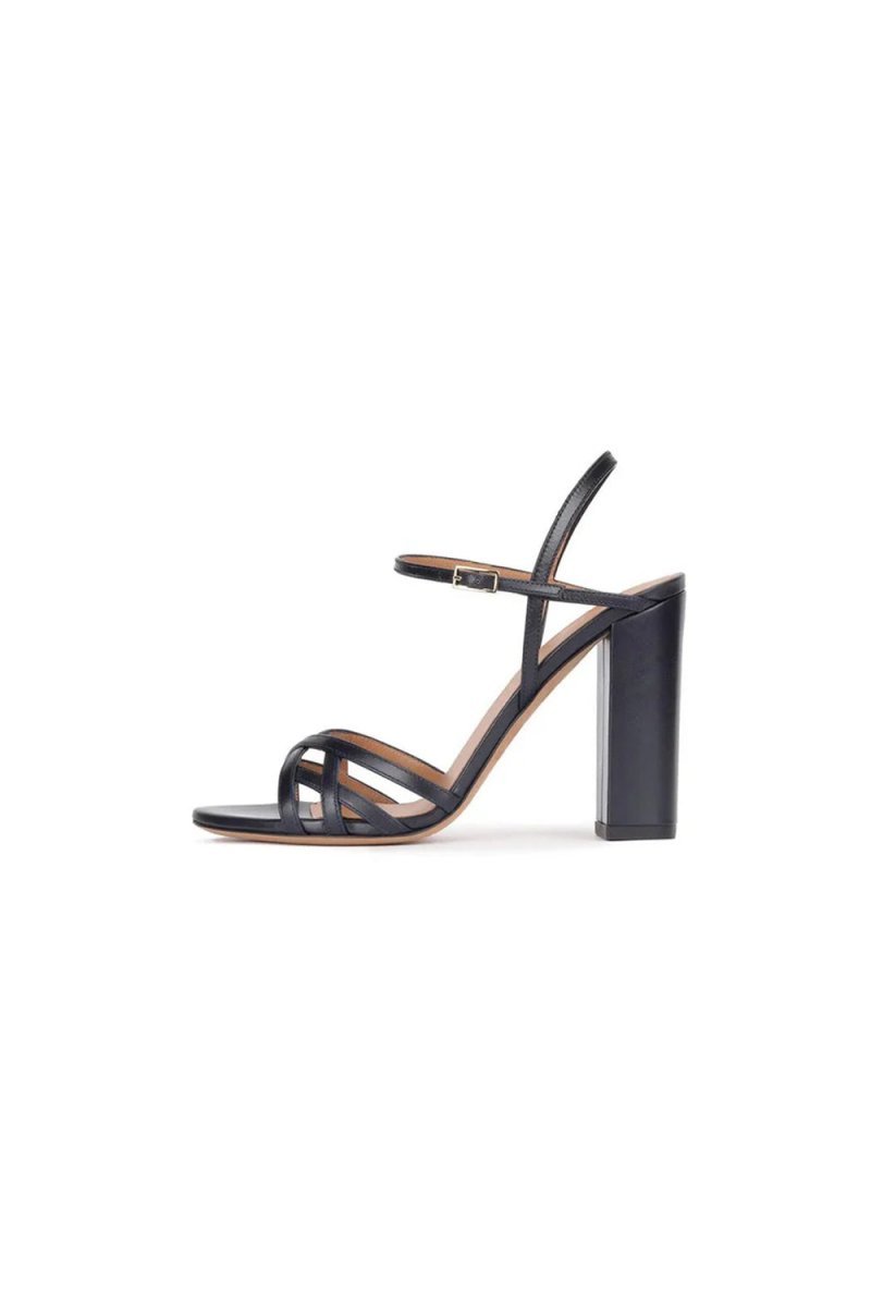 Party Peep Toe Chunky Heel Evening Shoes With Buckle Ankle Strap - BOLODOO