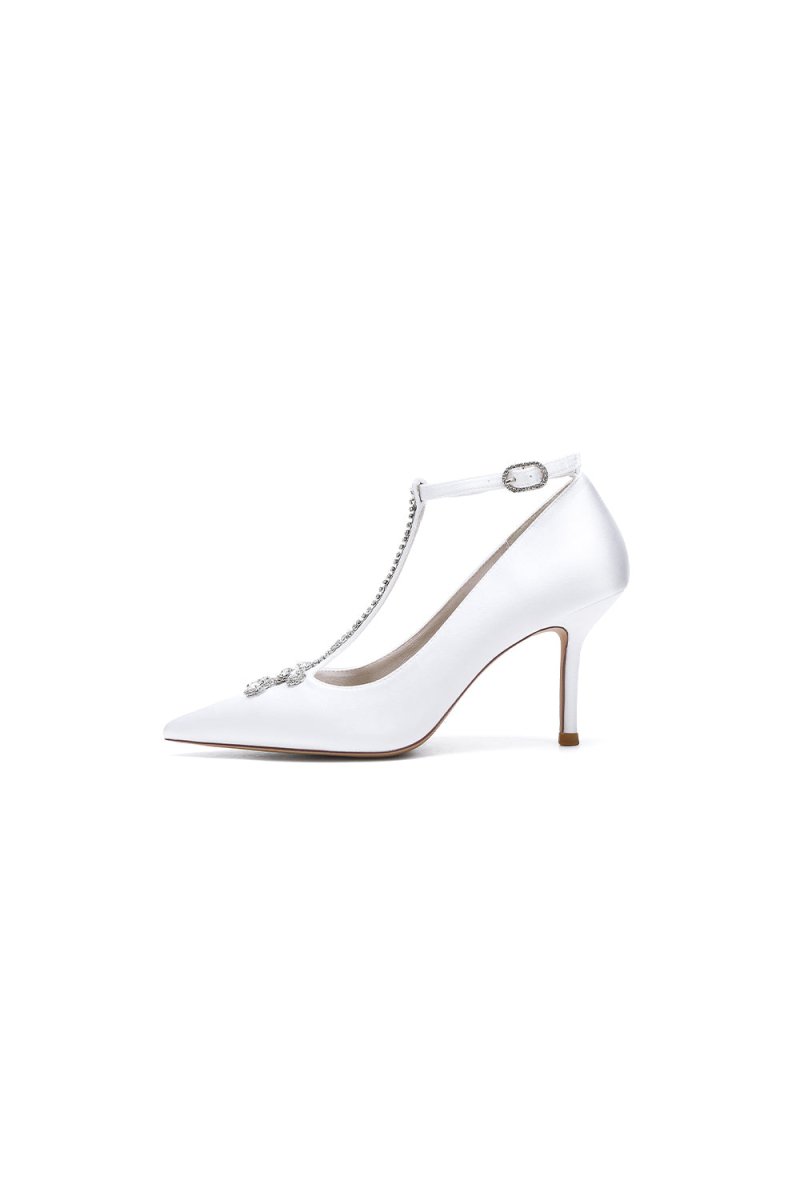Party Pointed Toe Crystal Strap High Heels Shoes