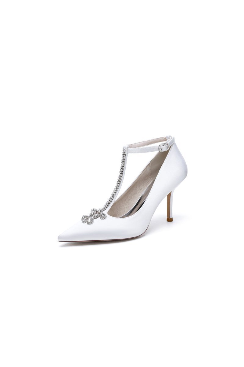 Party Pointed Toe Crystal Strap High Heels Shoes - BOLODOO
