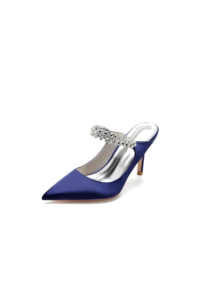 Party Pointed Toe Crystal Strap High Heels - BOLODOO