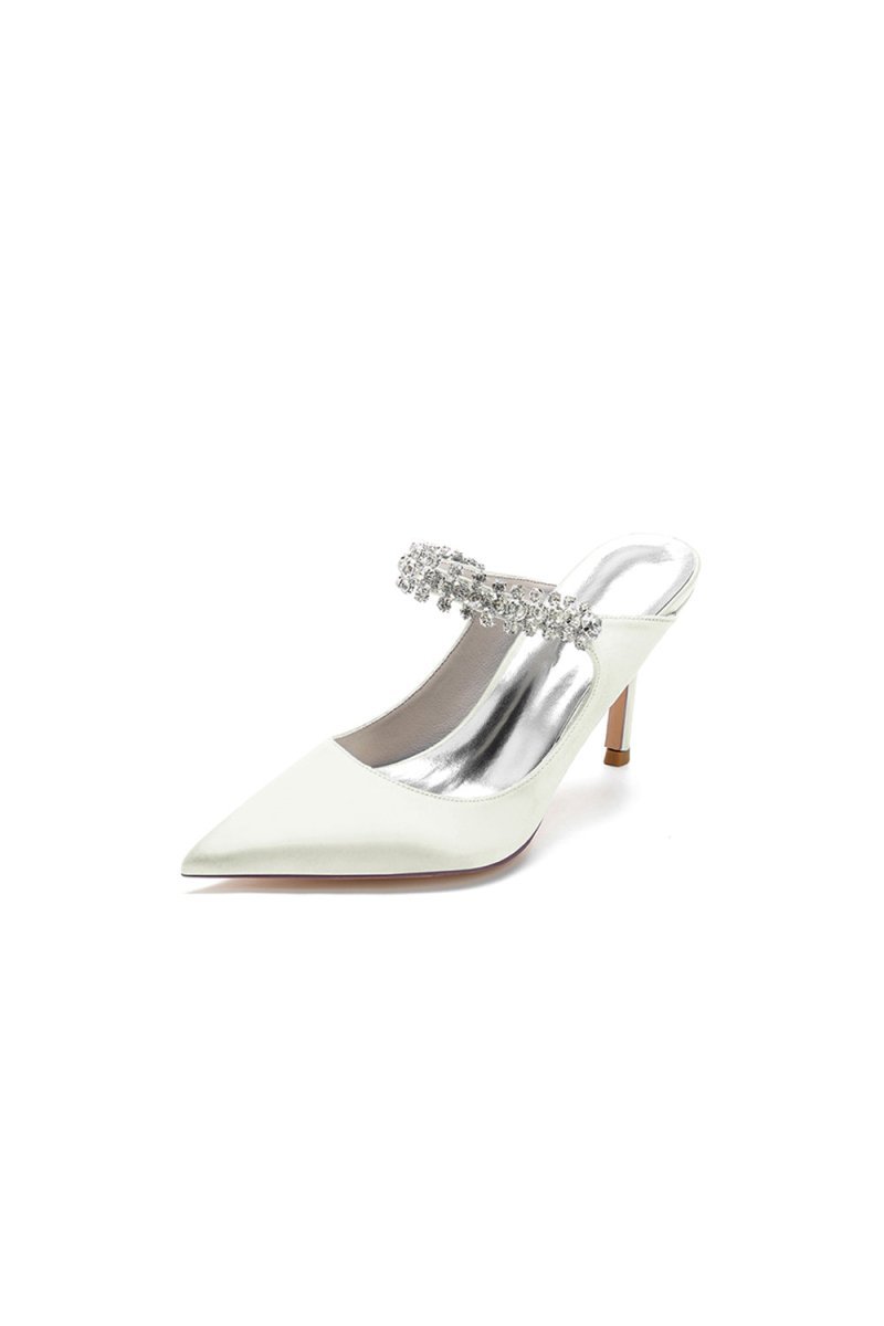 Party Pointed Toe Crystal Strap High Heels - BOLODOO