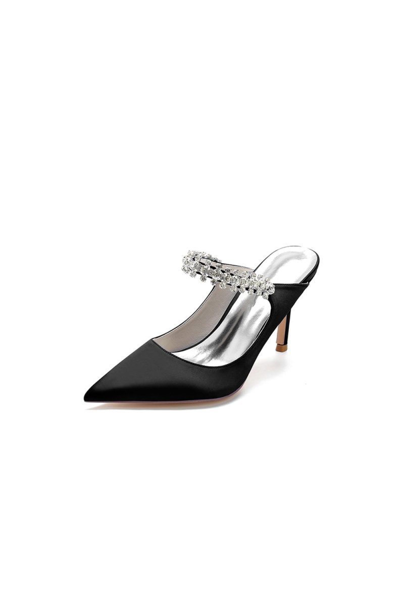 Party Pointed Toe Crystal Strap High Heels - BOLODOO