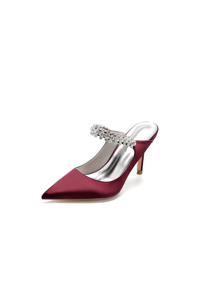 Party Pointed Toe Crystal Strap High Heels - BOLODOO