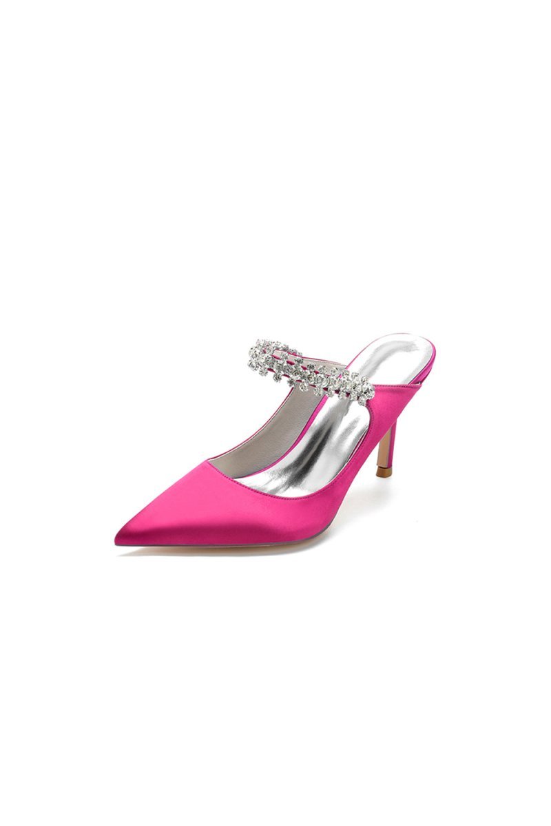 Party Pointed Toe Crystal Strap High Heels - BOLODOO