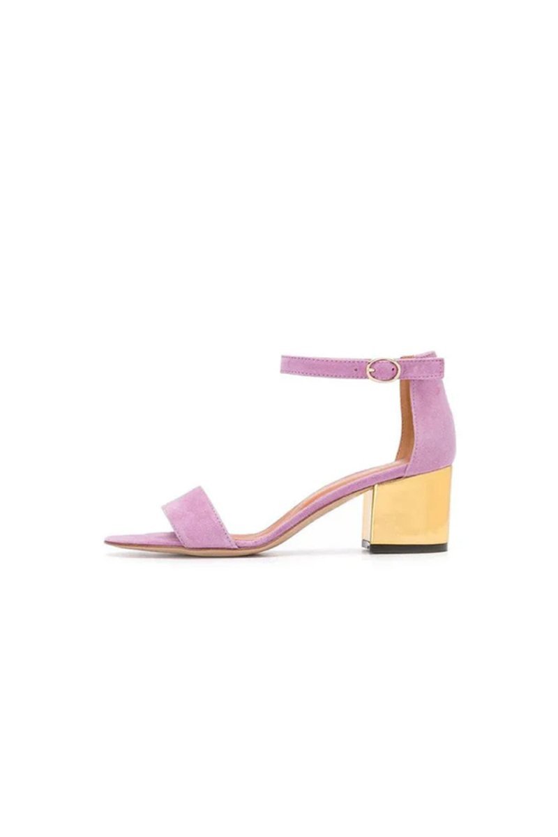 Party Suede Peep Toe Sandals Chunky Heel Evening Shoes With Ankle Strap - BOLODOO