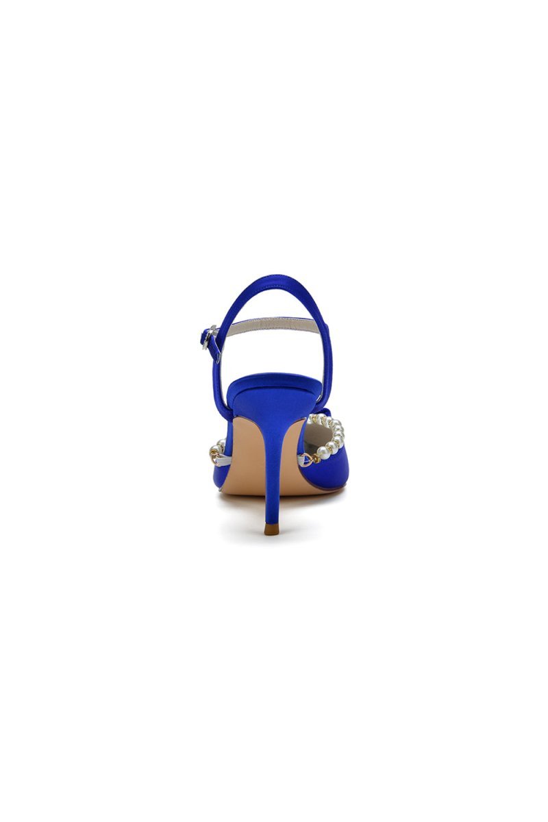 Pearl Cocktail Pointed Toe Buckle Strap Heels