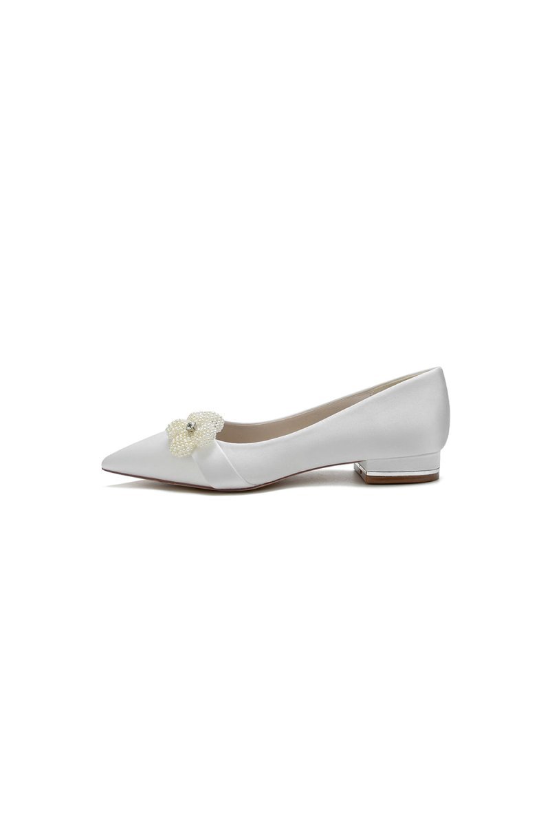 Pearl Flower Cocktail Pointed Toe Flats
