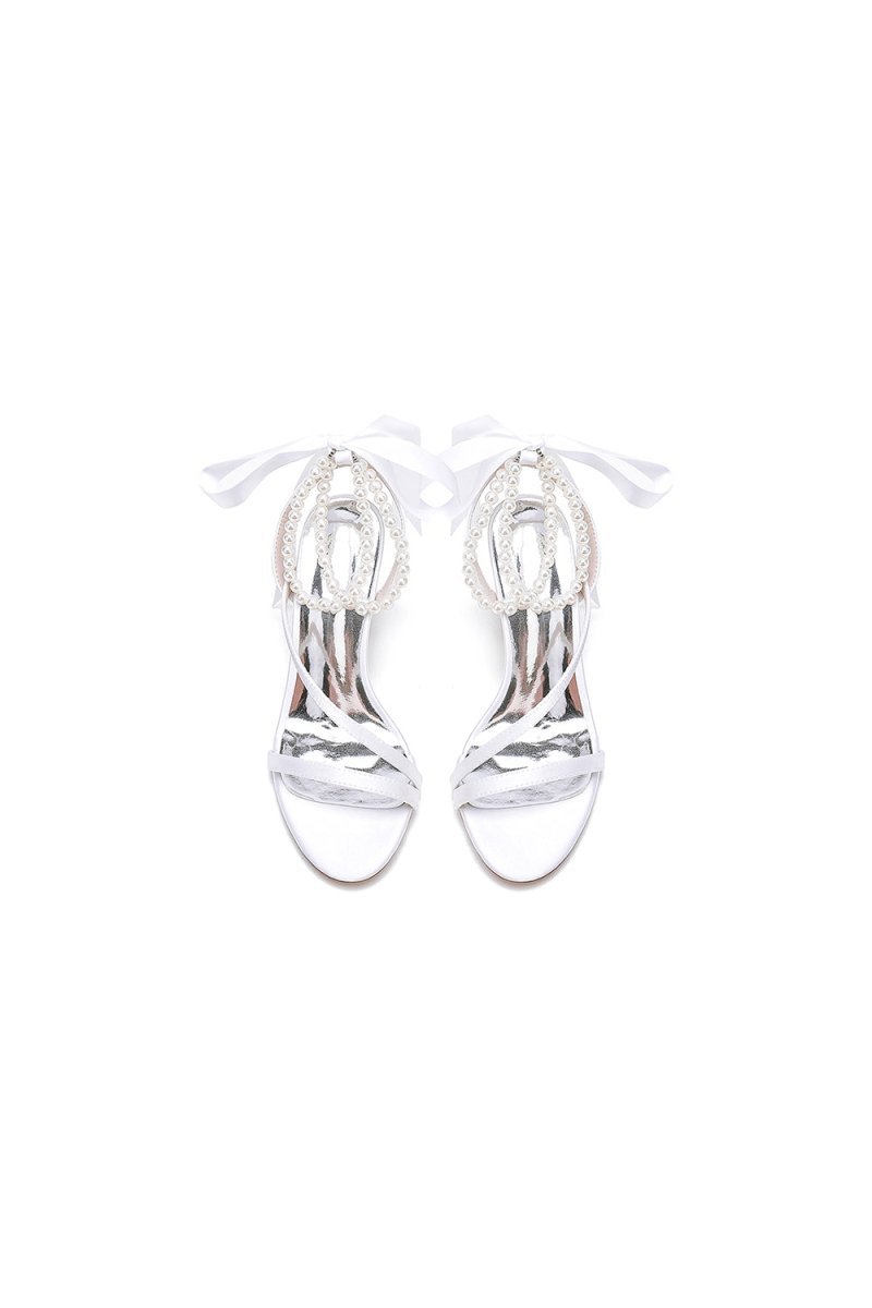 Pearl Open Toe Ankle Strap High Heels