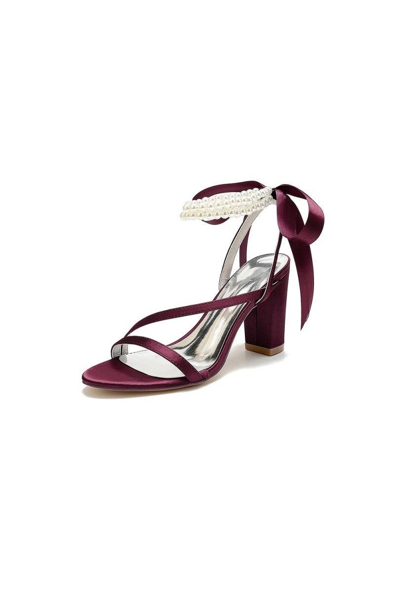 Pearl Open Toe Ankle Strap High Heels - BOLODOO