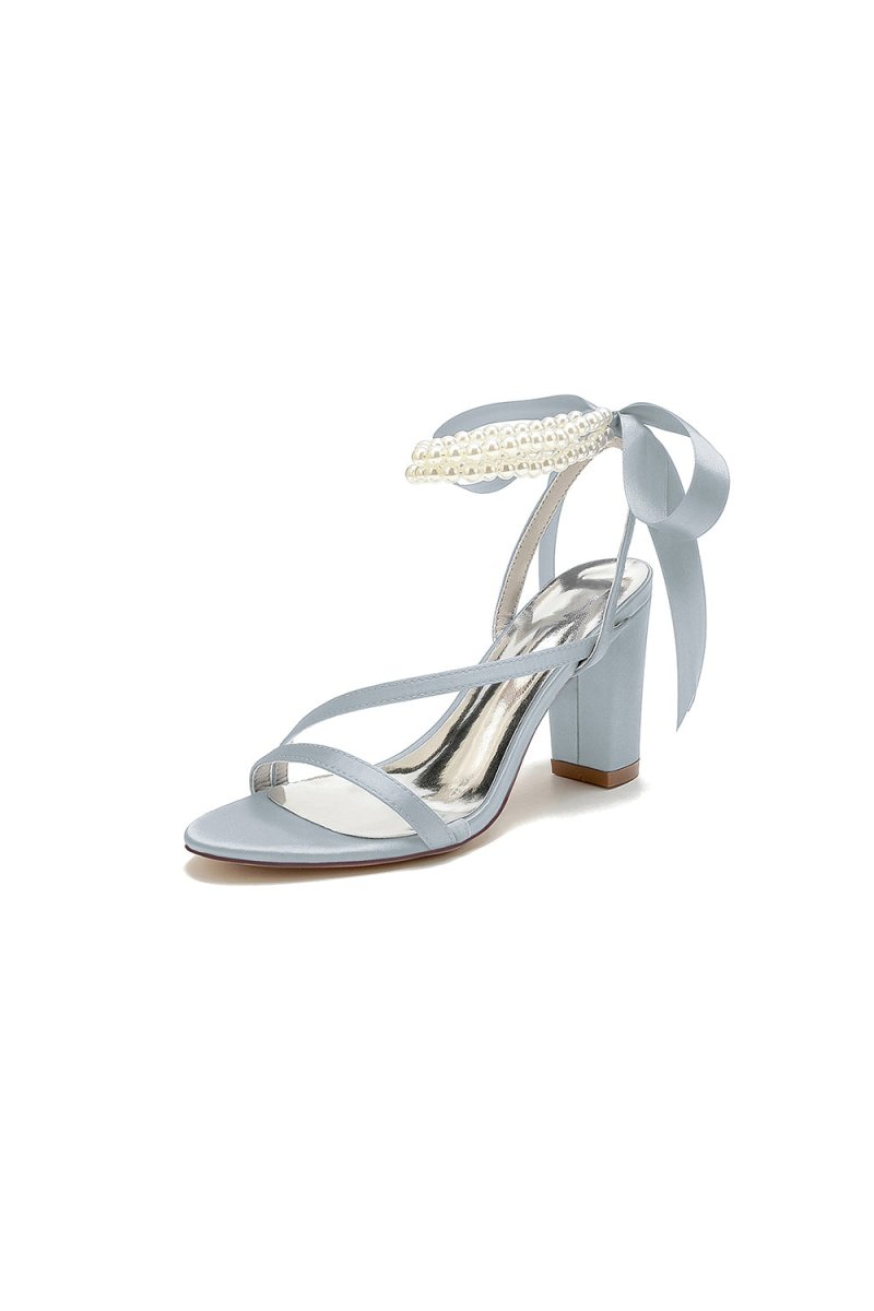 Pearl Open Toe Ankle Strap High Heels - BOLODOO