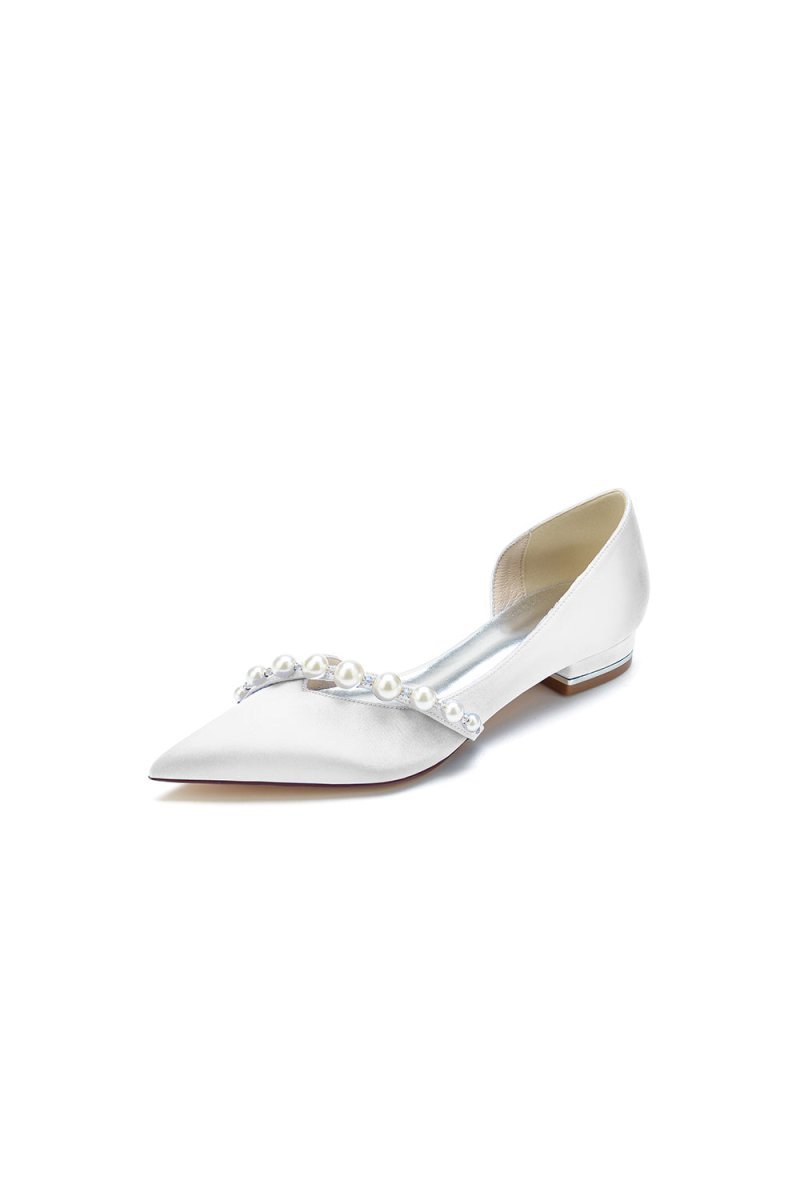 Pearl Pointed Toe Kitten Heels - BOLODOO