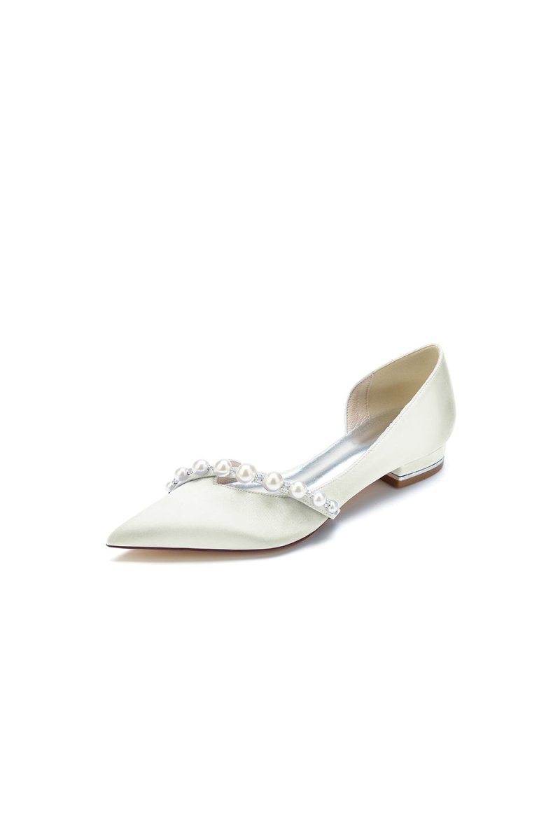 Pearl Pointed Toe Kitten Heels - BOLODOO
