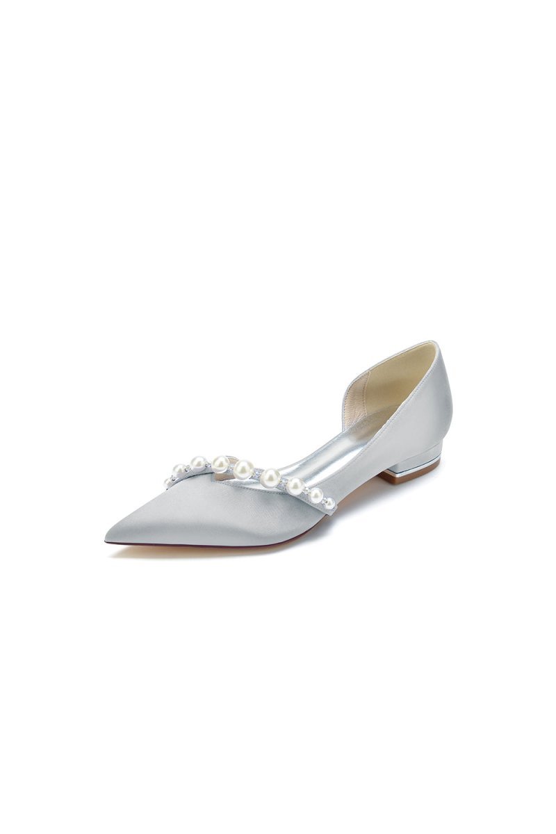 Pearl Pointed Toe Kitten Heels - BOLODOO