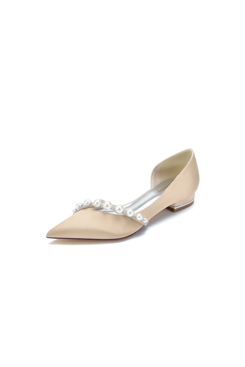 Pearl Pointed Toe Kitten Heels - BOLODOO