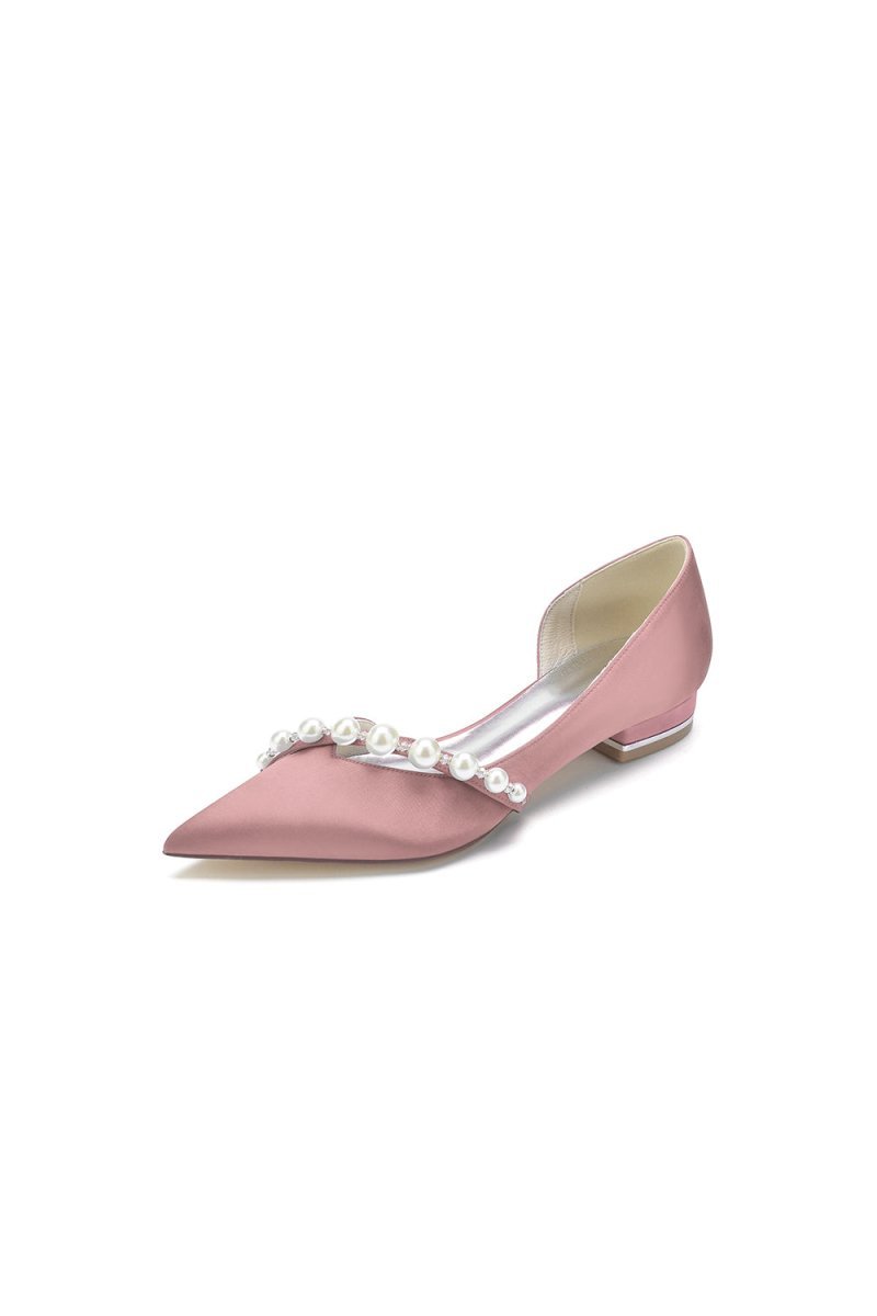 Pearl Pointed Toe Kitten Heels - BOLODOO