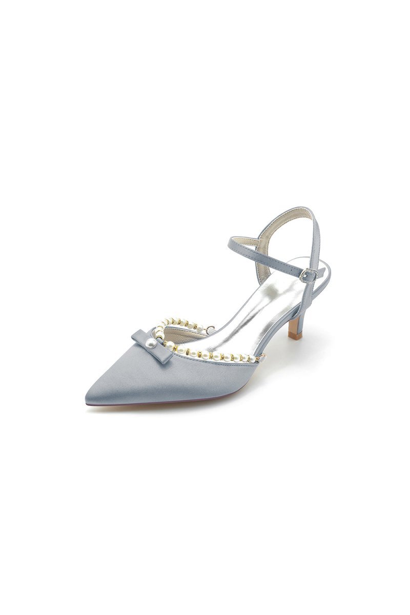 Pearl Satin Pointed Toe High Heels - BOLODOO