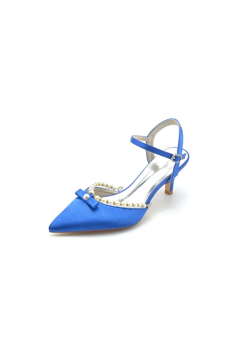 Pearl Satin Pointed Toe High Heels - BOLODOO