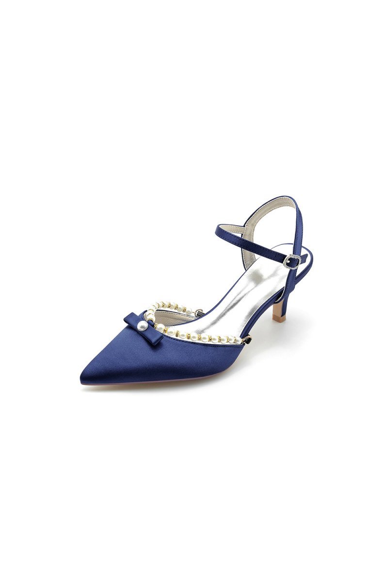 Pearl Satin Pointed Toe High Heels - BOLODOO