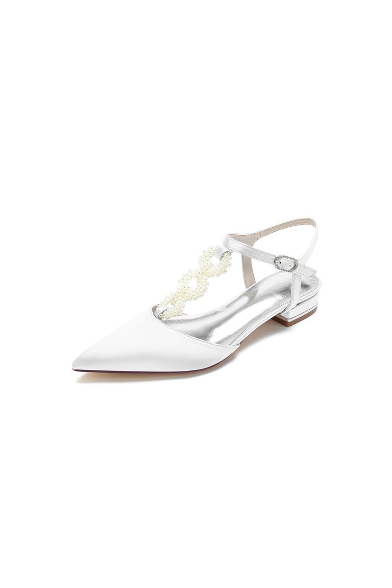 Pearl Strap Pointed Toe Flats - BOLODOO