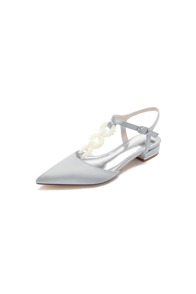Pearl Strap Pointed Toe Flats - BOLODOO