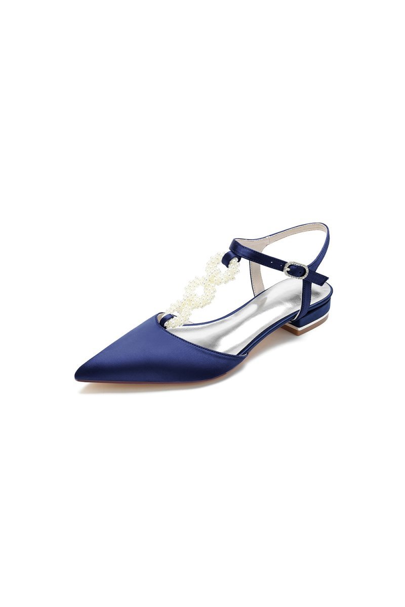 Pearl Strap Pointed Toe Flats - BOLODOO