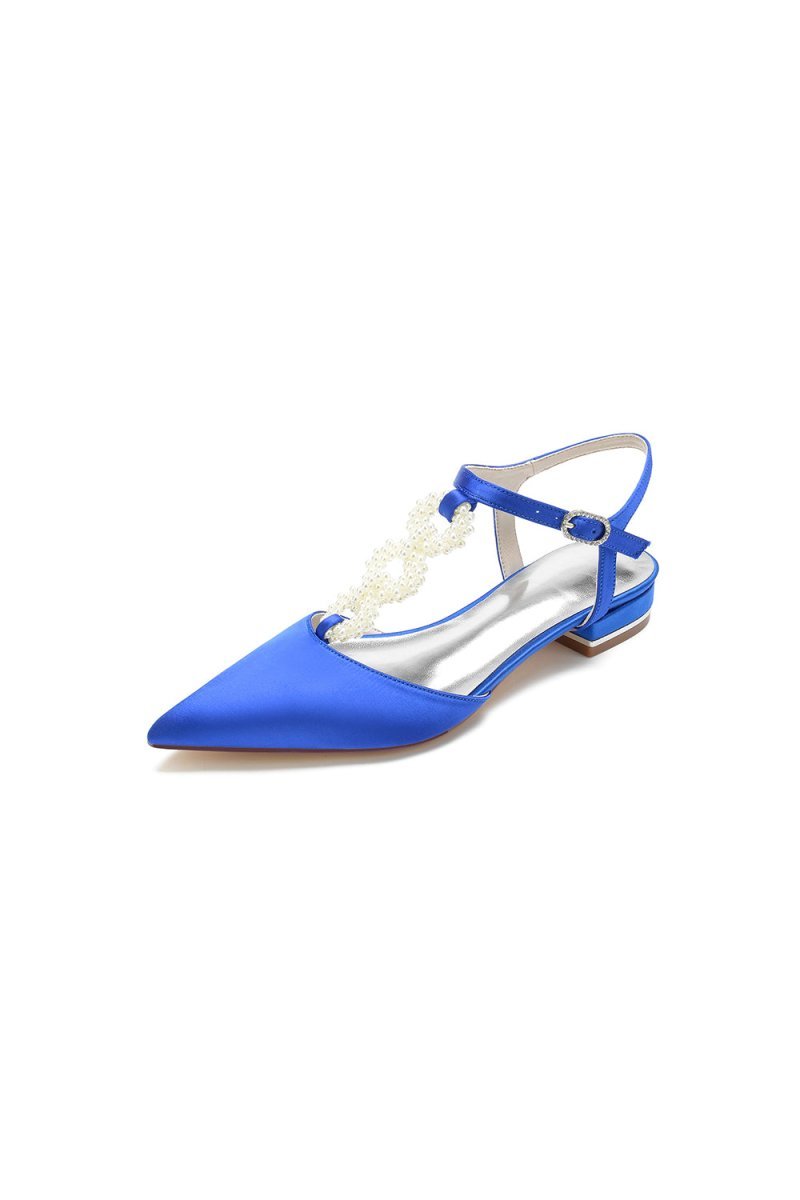 Pearl Strap Pointed Toe Flats - BOLODOO