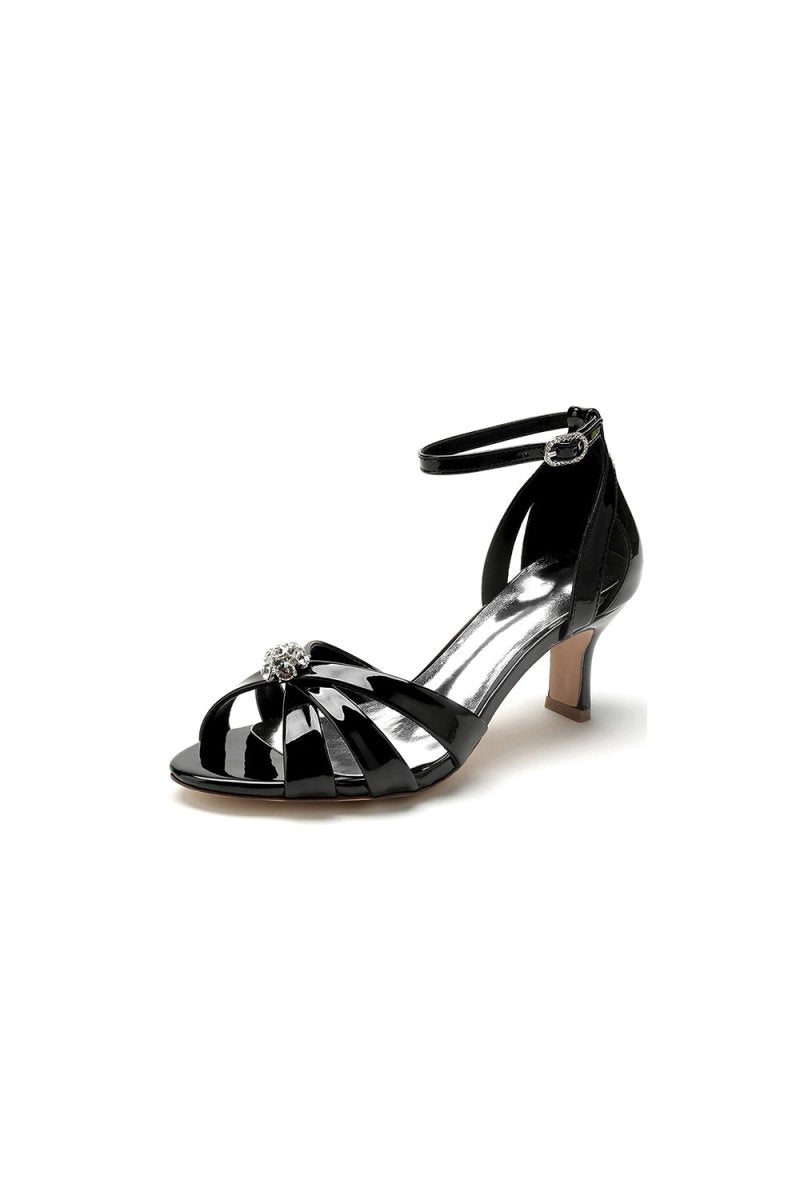 Peep Toe Ankle Strap Wedding Block Heels - BOLODOO