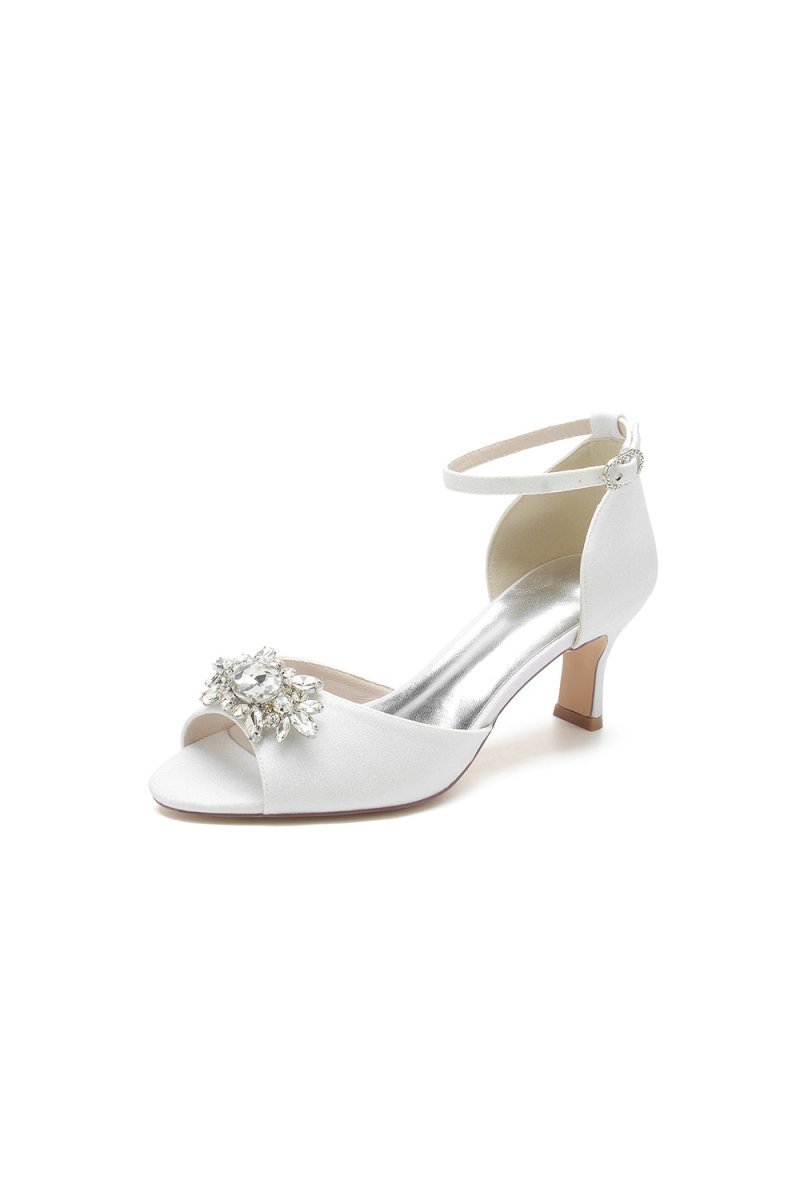 Peep Toe Glitter Strap Buckle Stiletto Heels With Rhinestone - BOLODOO