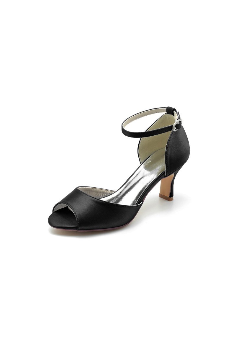 Peep Toe One - strap Buckle Chunky Heel Pumps - BOLODOO