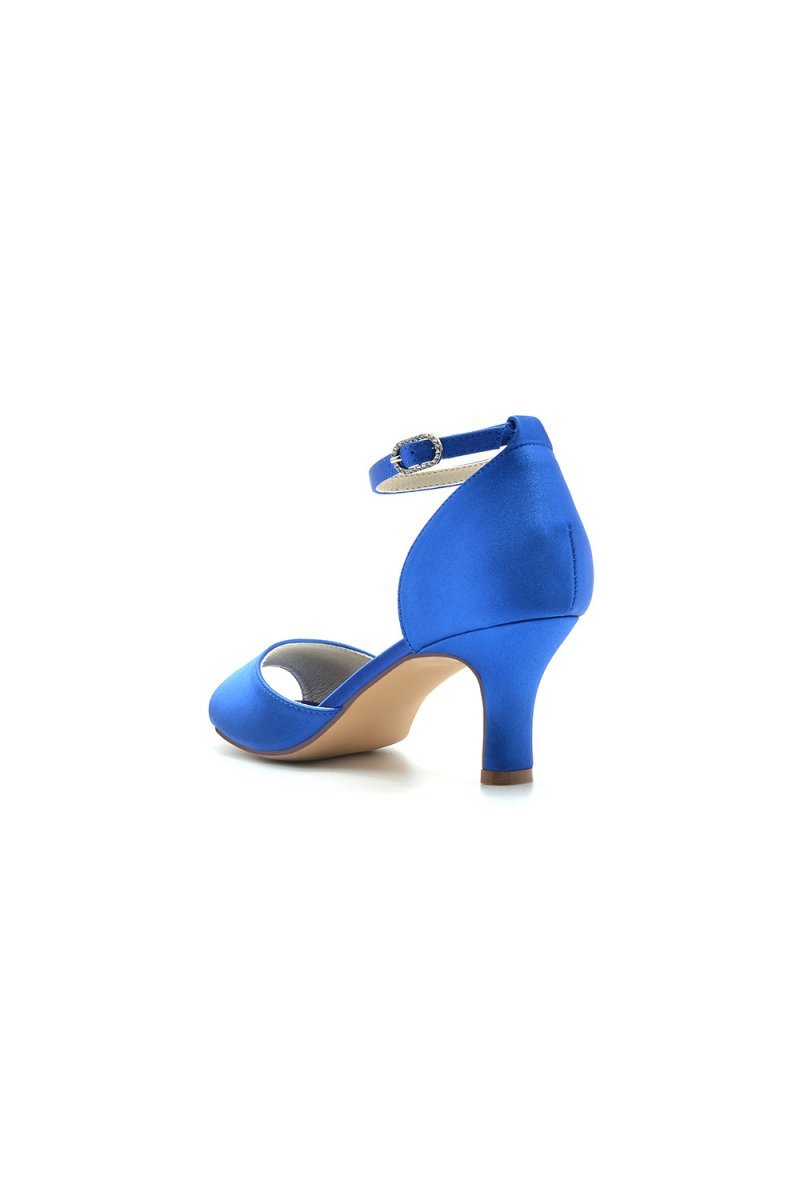 Peep Toe One-strap Buckle Chunky Heel Pumps