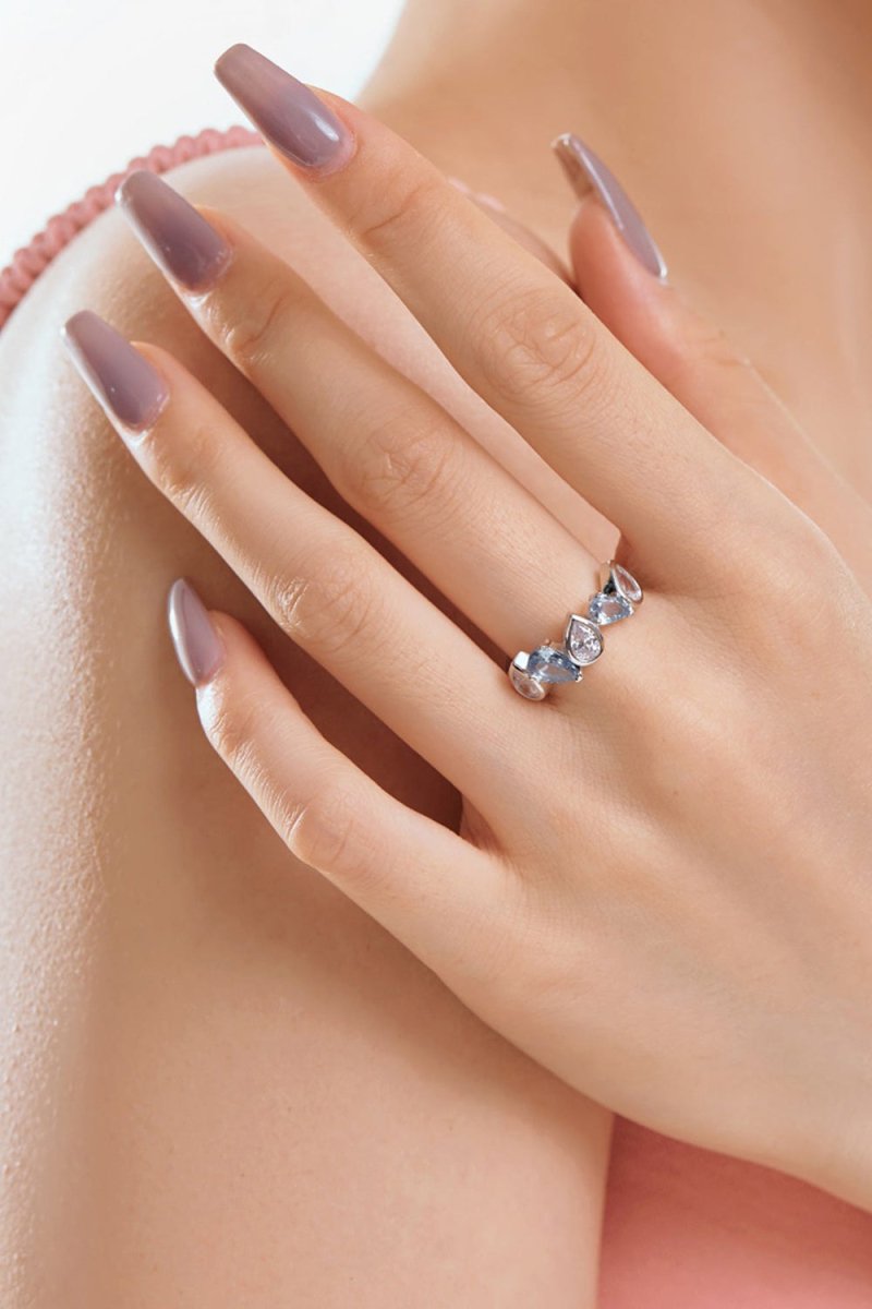 Petite Pear Half Band Ring