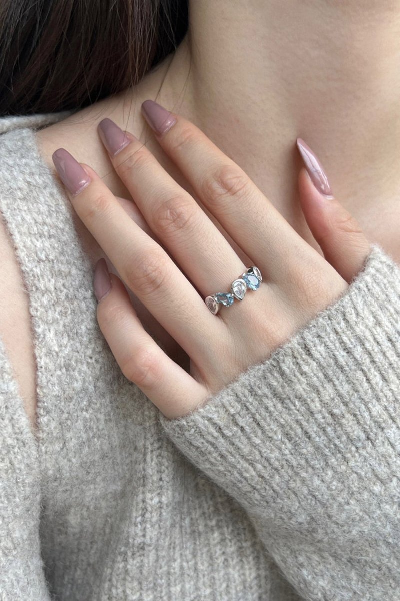 Petite Pear Half Band Ring