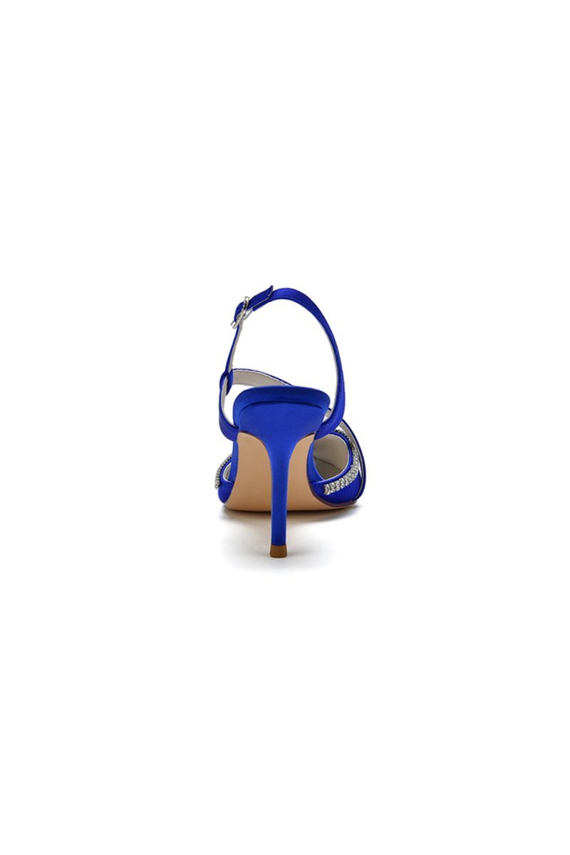 Pointed Toe Ankle Strap Crystal Heels