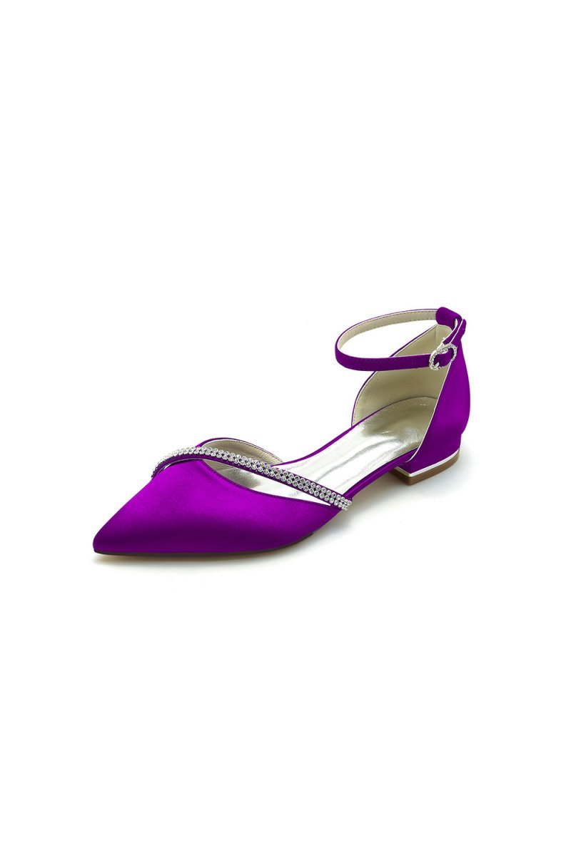 Pointed Toe Beaded Ankle Strap Kitten Heels - BOLODOO