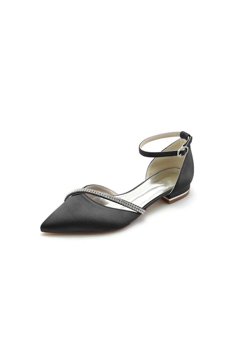 Pointed Toe Beaded Ankle Strap Kitten Heels - BOLODOO