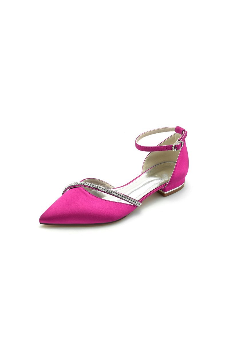 Pointed Toe Beaded Ankle Strap Kitten Heels - BOLODOO